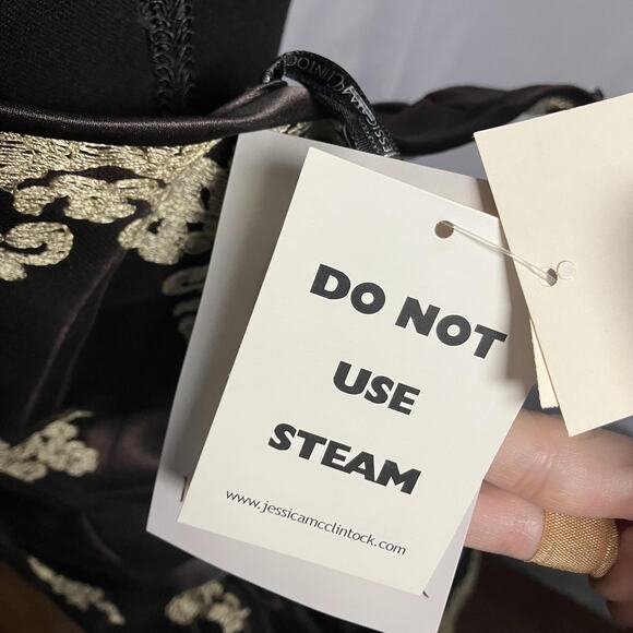 Jessica McClintock Dress Womens 8 Brown Strapless Lace Fit & Flare Made in USA - Picture 11 of 16